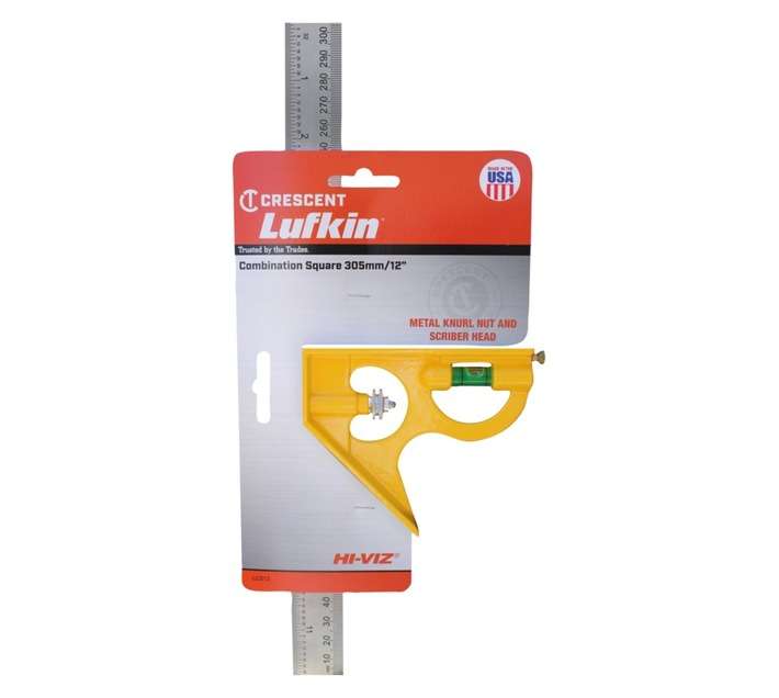 Lufkin Combination Square Ruler - Yellow/Silver (300mm)