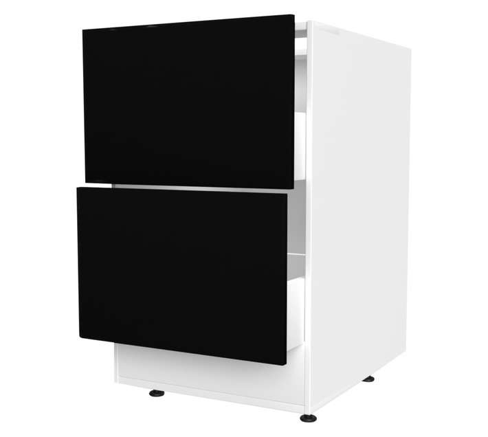 Home and Kitchen Base Unit Gloss Pot Cabinet - Black (600mm)