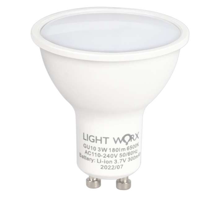 Lightworx GU10 Battery Backup Globe - Warm White (3W)