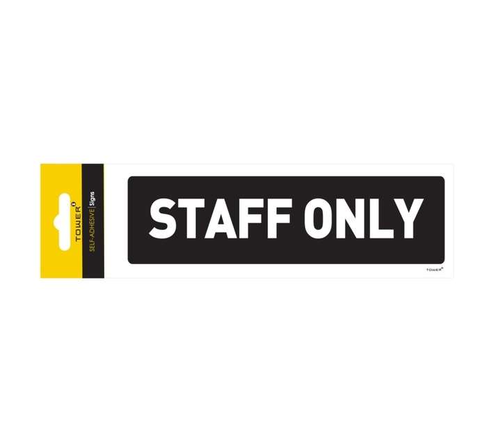 Tower Staff Only Sign - Black/White (180 x 50mm)