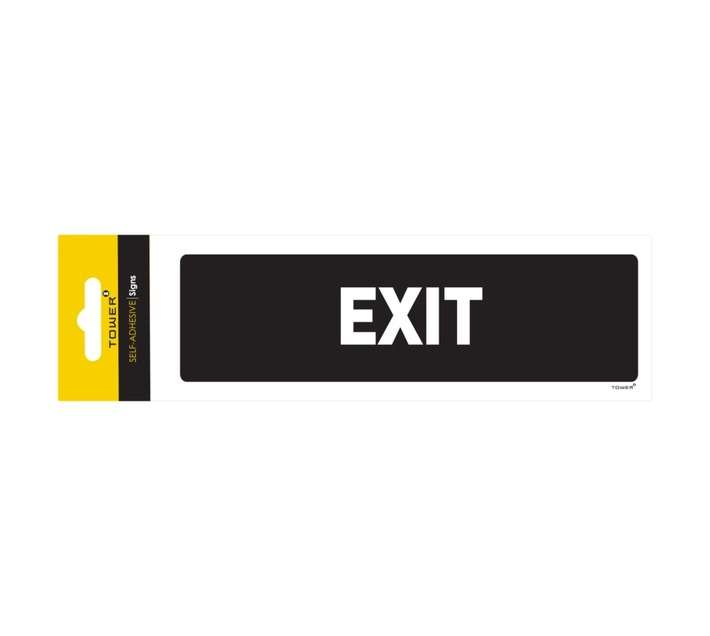 Tower Exit Sign - Black/White (180 x 50mm)