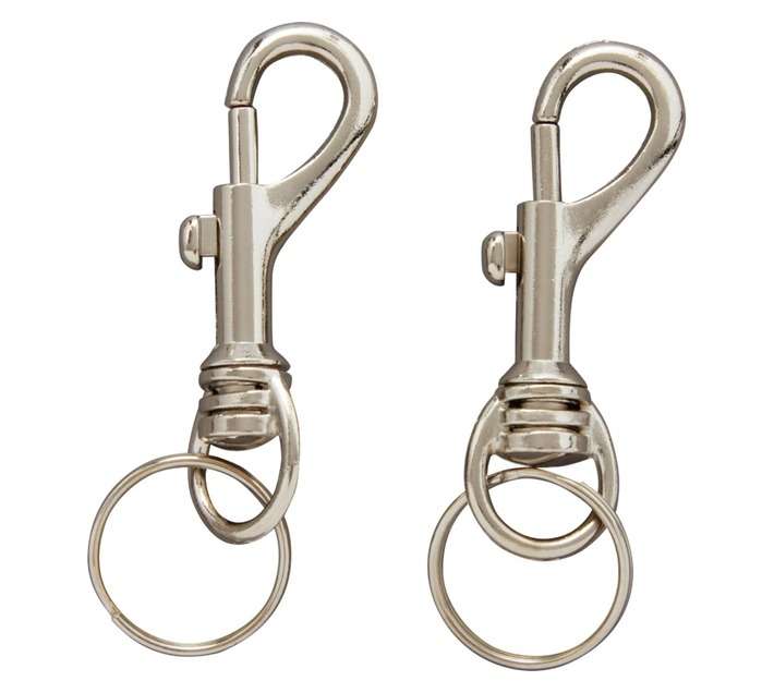 Jaguar 2 x Metal Snaphooks - Silver (85 x 25 x 12mm)