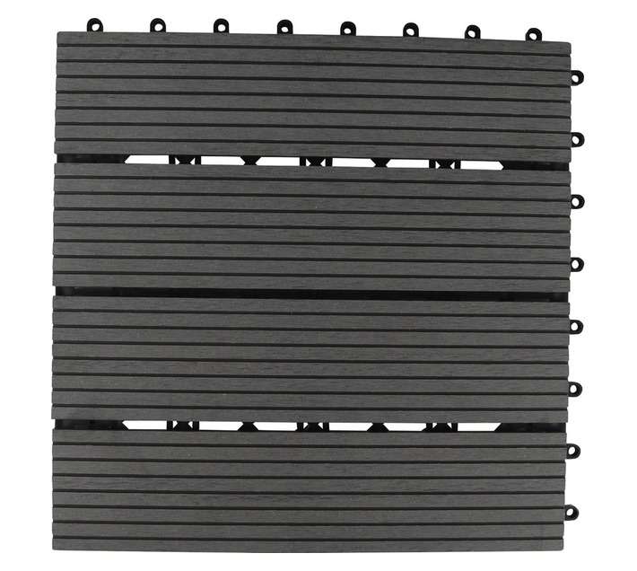 Premia 9 x Plastic Composite Decking Tiles - Grey