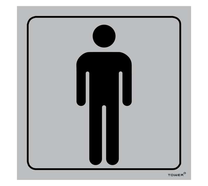 Tower Men's Toilet Sign - Grey/Black (150 x 0.1 x 150mm)