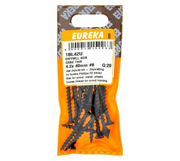Eureka 20 x Coarse Thread Drywall Screws (4.2 x 40mm)