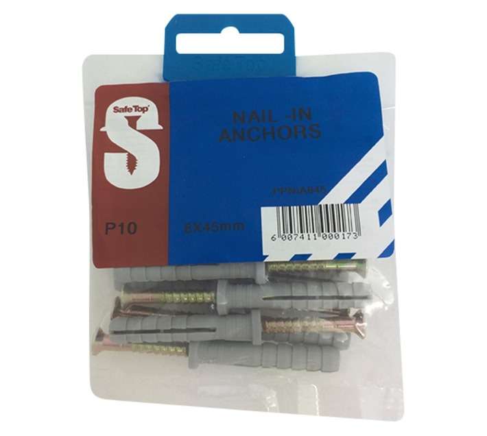 Safe Top 10 x Nail In Anchors (8 x 45mm)