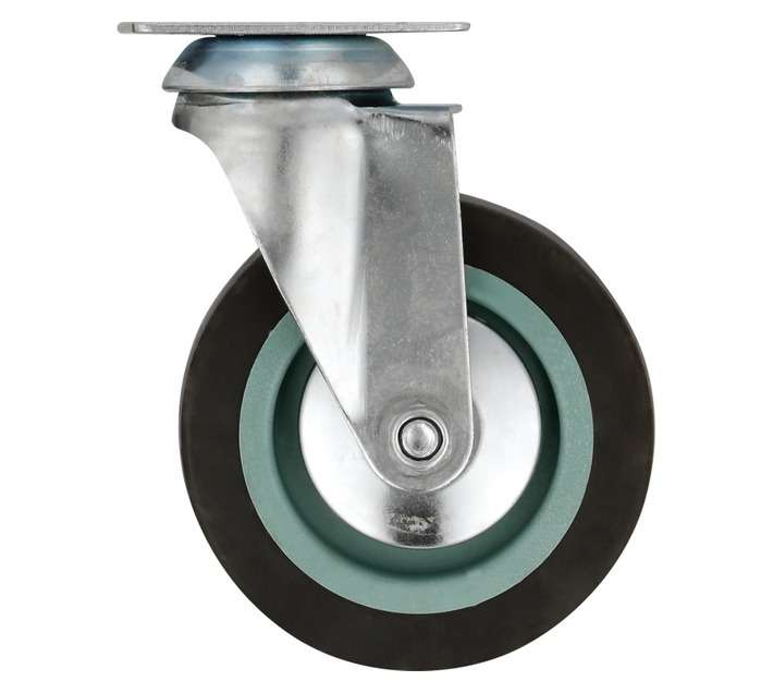 Hillaldam Castor Swivel Rubber Plate Wheel - Grey (100 x 134mm)