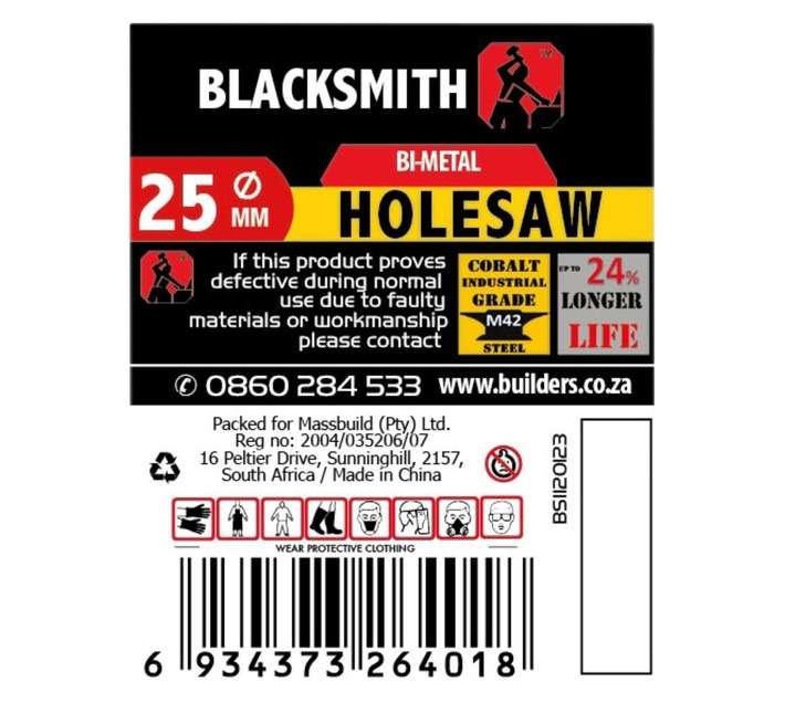 Blacksmith M42 Bi-Metal Holesaw Bit (25mm)