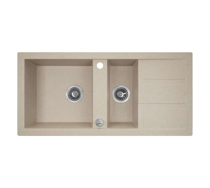 Laveo Barbados 1.5 Bowl with Drainer Sink - Beige (1000 x 480 x 170mm)