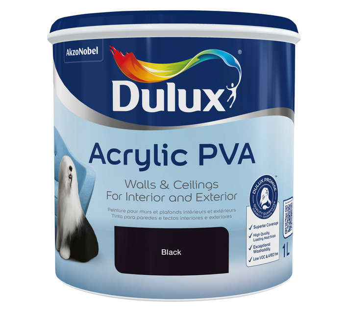 Dulux Acrylic PVA - Black (1L)