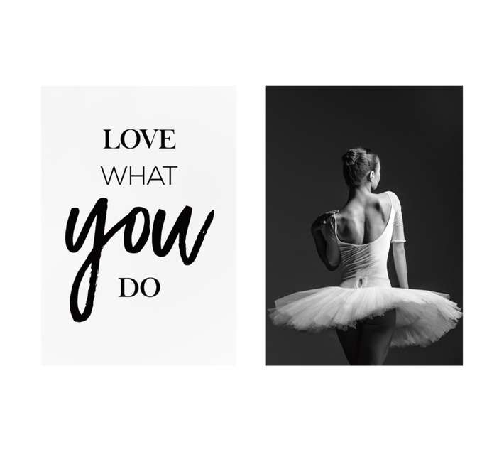 Design House 2 Piece Ballerina Canvas Prints - Black/White (640 x 450mm)