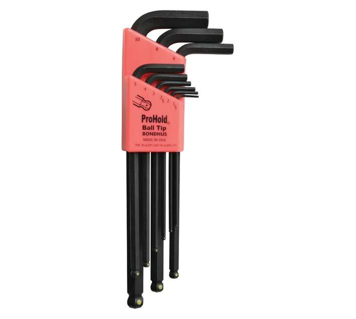 Bondhus 9 Piece Hex Ball Ended Allen Key Set - Black/Orange