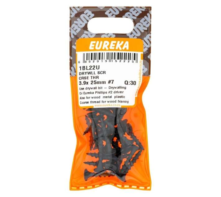 Eureka 30 x Coarse Thread Drywall Screws (3.9 x 25mm)