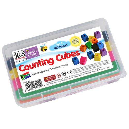 COUNTING CUBES 100pc IN PLASTIC CONTAINER