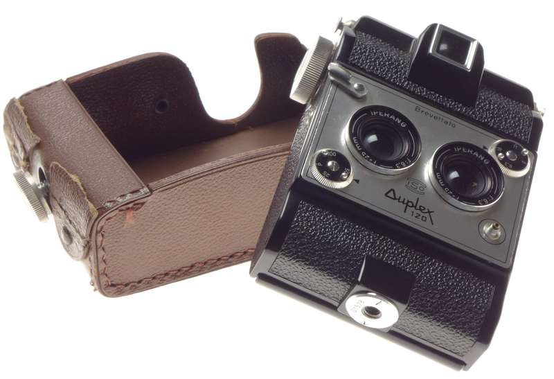 Brevettato Duplex 120 Stereo camera ISO Iperang f6.3 25mm lens 1:6.3/25mm rare