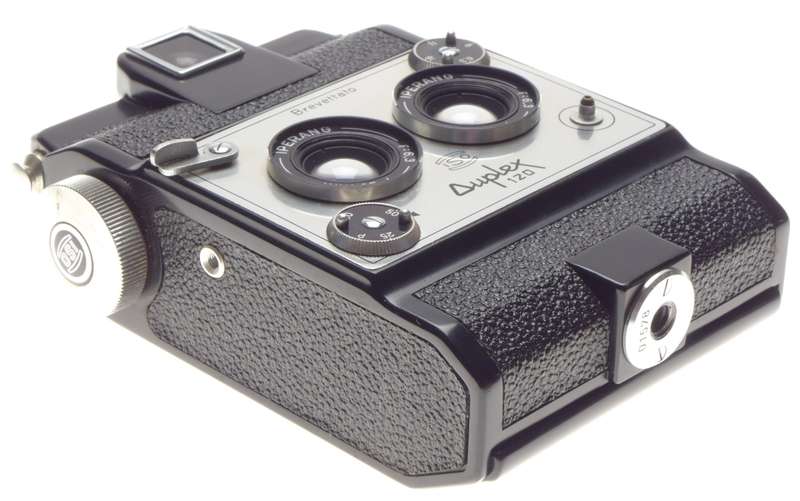 Brevettato Duplex 120 Stereo camera ISO Iperang f6.3 25mm lens 1:6.3/25mm rare