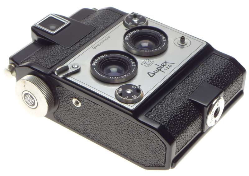 Brevettato Duplex 120 Stereo camera ISO Iperang f6.3 25mm lens 1:6.3/25mm rare