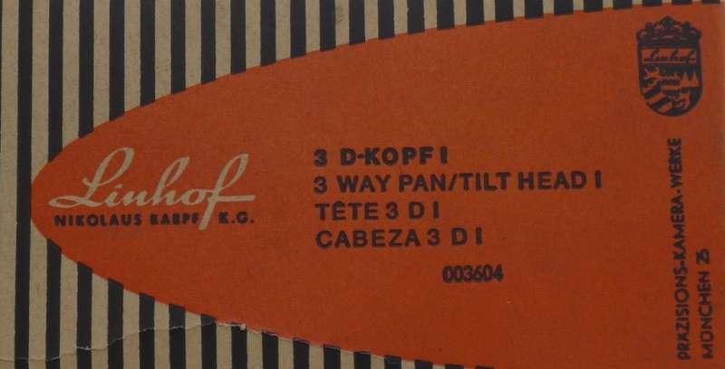 LINHOF TRIPOD HEAD NEW BOXED 3 D REPORT MINT MANUAL INCLUDED 3-D KOPF I PAN TILT