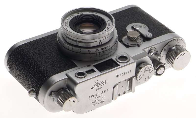 LEICA IIIg 3G CAMERA M39mm LEICA ELMAR 2.8/50 f=5cm HORVEX 3 METER CASE CAP NICE