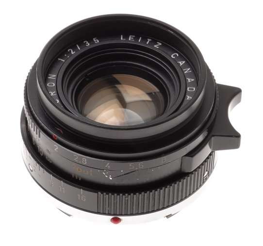 SUMMICRON 2/35mm COMPACT BLACK LEICA M MOUNT CAMERA LENS f=35mm VENTED HOOD NICE