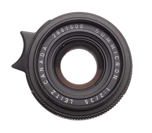 SUMMICRON 2/35mm COMPACT BLACK LEICA M MOUNT CAMERA LENS f=35mm VENTED HOOD NICE