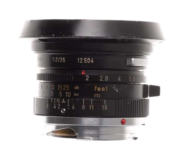 SUMMICRON 2/35mm COMPACT BLACK LEICA M MOUNT CAMERA LENS f=35mm VENTED HOOD NICE