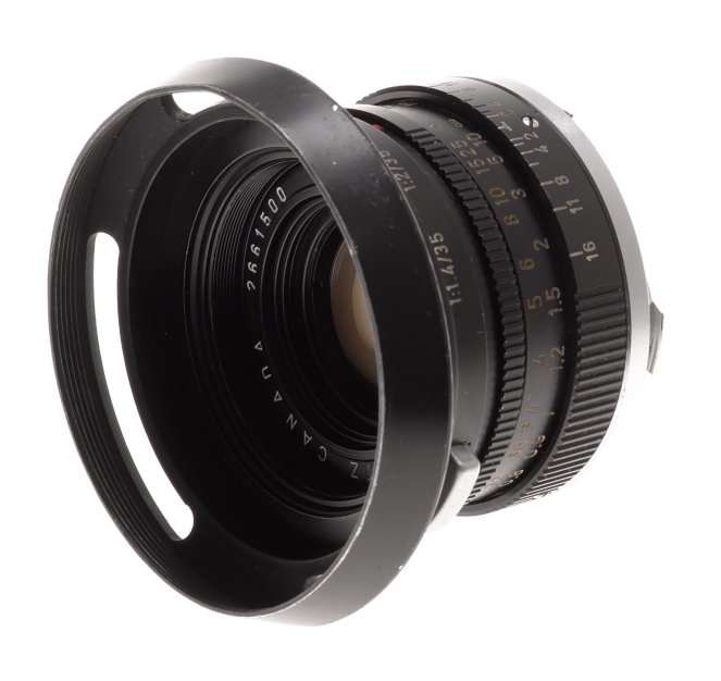 SUMMICRON 2/35mm COMPACT BLACK LEICA M MOUNT CAMERA LENS f=35mm VENTED HOOD NICE