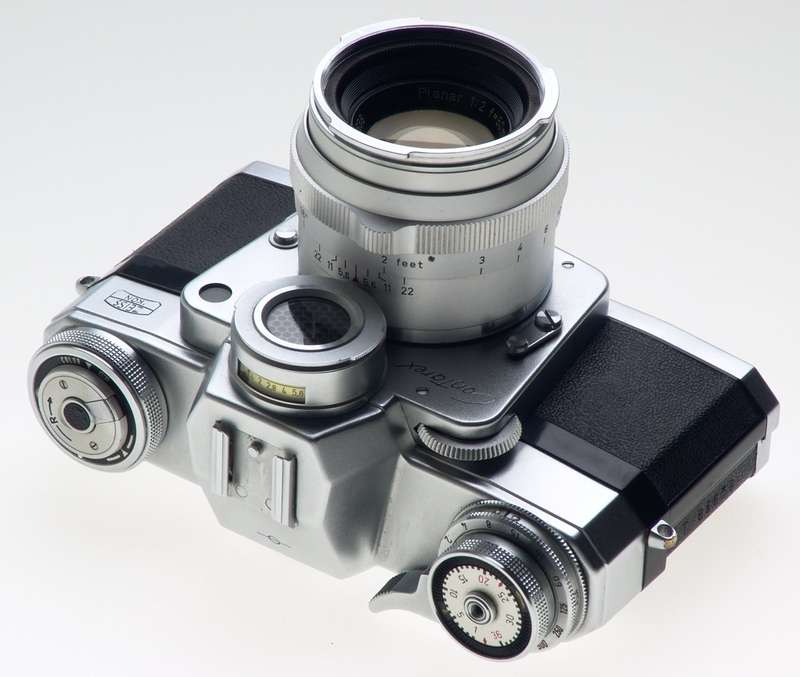 ZEISS CHROME CONTAREX SLR FILM CAMERA BULLS EYE PLANAR 2/50 CAP CASE f=50mm KIT