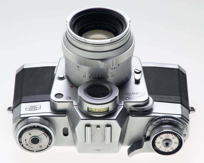 ZEISS CHROME CONTAREX SLR FILM CAMERA BULLS EYE PLANAR 2/50 CAP CASE f=50mm KIT