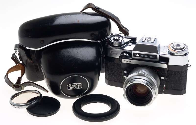 ZEISS CHROME CONTAREX SUPER SLR FILM CAMERA PLANAR 2/50 CAP CASE f=50mm KIT MINT