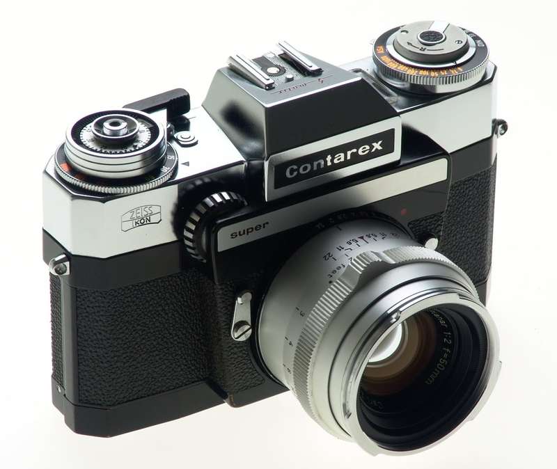 ZEISS CHROME CONTAREX SUPER SLR FILM CAMERA PLANAR 2/50 CAP CASE f=50mm KIT MINT