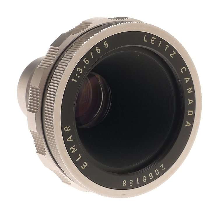 LEICA OCMOR ELMAR 3.5/65mm CANADA CAMERA LENS VISOFLEX BOXED CAPS CLEAN CHROME