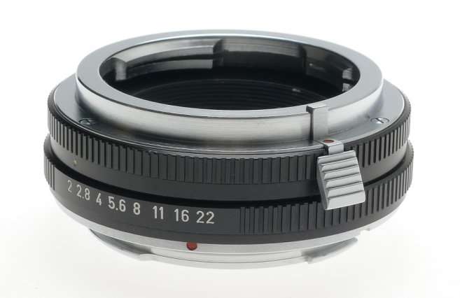LEITZ 14127F WEZLAR BLACK M TO R LENS ADAPTER WITH APERATURE MINT CLEAN WORKING