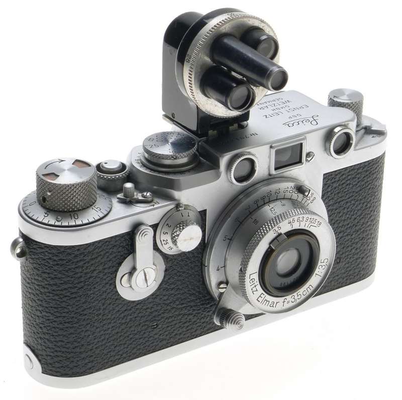 LEICA RED DIAL IIIf 35mm FILM CAMERA 3F LEITZ ELMAR 1:3.5/3.5cm M39 CASE FINDER