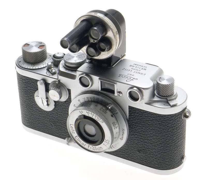LEICA RED DIAL IIIf 35mm FILM CAMERA 3F LEITZ ELMAR 1:3.5/3.5cm M39 CASE FINDER