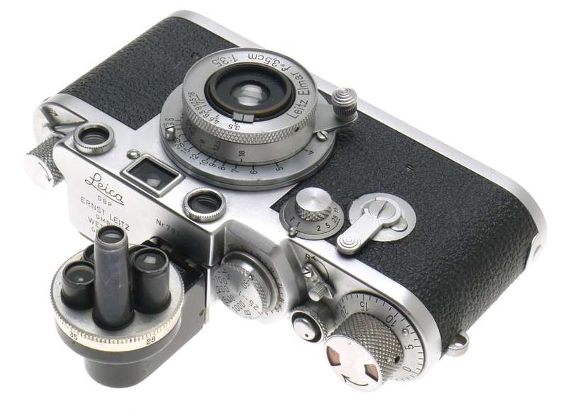 LEICA RED DIAL IIIf 35mm FILM CAMERA 3F LEITZ ELMAR 1:3.5/3.5cm M39 CASE FINDER