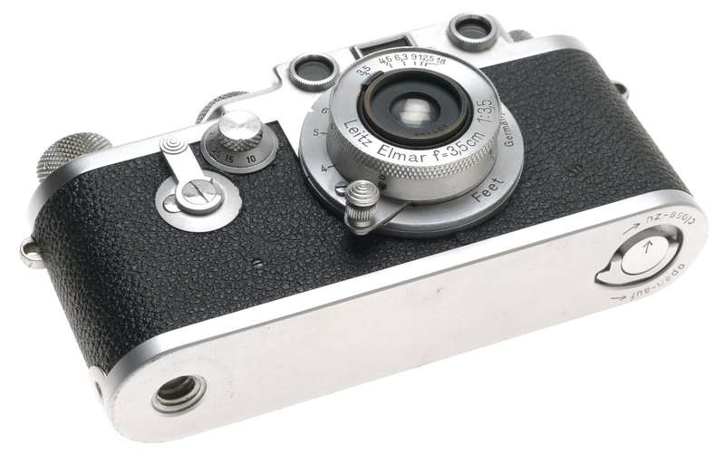 LEICA RED DIAL IIIf 35mm FILM CAMERA 3F LEITZ ELMAR 1:3.5/3.5cm M39 CASE FINDER