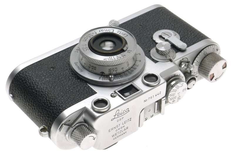 LEICA RED DIAL IIIf 35mm FILM CAMERA 3F LEITZ ELMAR 1:3.5/3.5cm M39 CASE FINDER