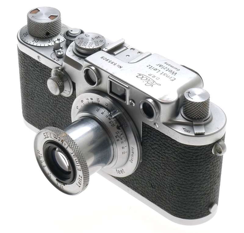 IIIF LEICA M39 RANGEFINDER CAMERA NUMBERED ELMAR f=5cm 1:3.5 LENS HOOD CASE XTRA