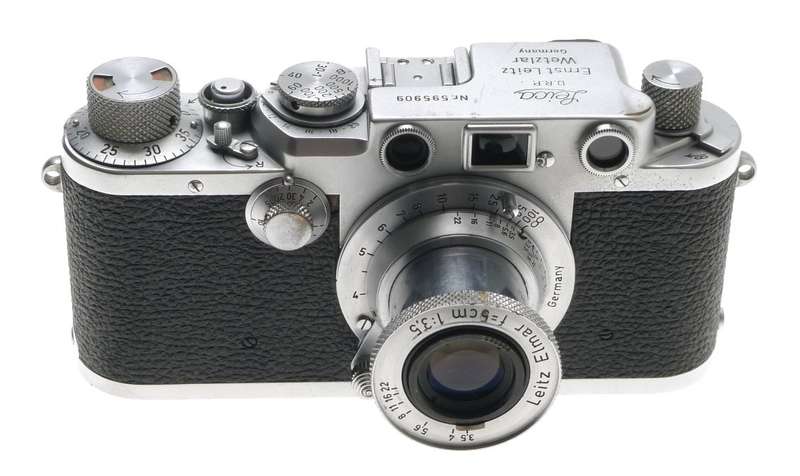 IIIF LEICA M39 RANGEFINDER CAMERA NUMBERED ELMAR f=5cm 1:3.5 LENS HOOD CASE XTRA