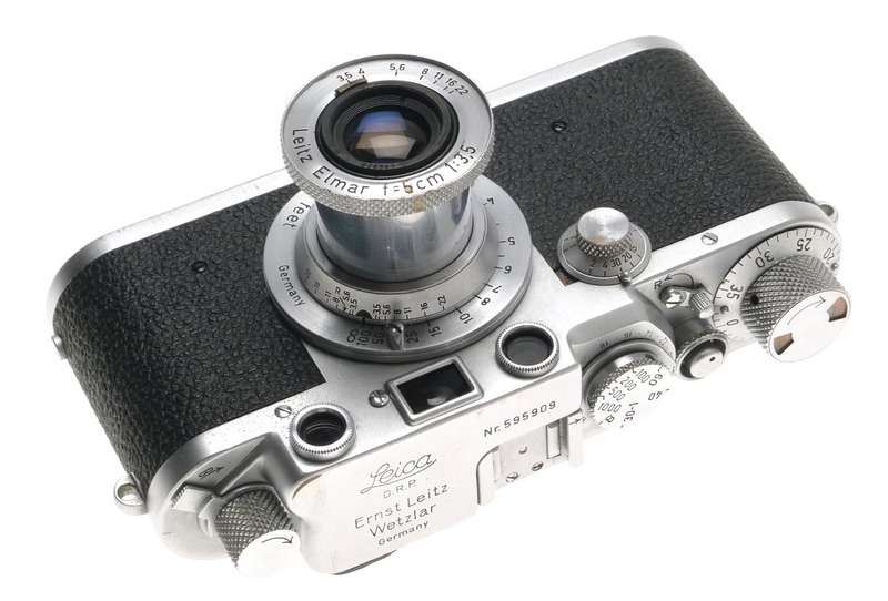IIIF LEICA M39 RANGEFINDER CAMERA NUMBERED ELMAR f=5cm 1:3.5 LENS HOOD CASE XTRA