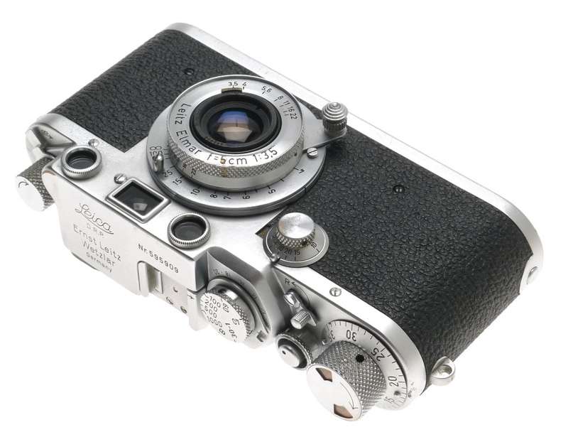 IIIF LEICA M39 RANGEFINDER CAMERA NUMBERED ELMAR f=5cm 1:3.5 LENS HOOD CASE XTRA