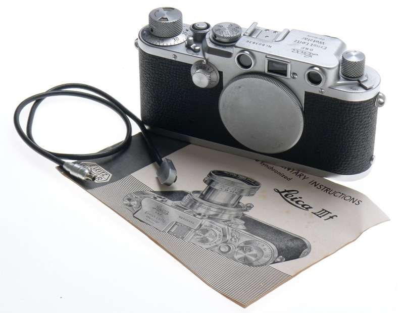 LEICA CHROME BODY 3F RANGEFINDER IIIF M39 MOUNT CAMERA SYNCH CABLE BLACK DIAL
