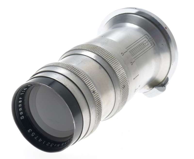 CARL ZEISS IKON CHROME USED SONNAR 4 f=13.5cm RED T 4/135mm CAP POUCH BLACK RIM