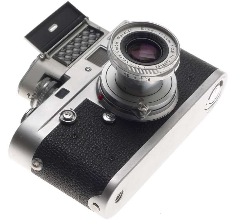LEICA M2 CHROME RANGEFINDER 35mm FILM CAMERA ELMAR 2.8 f=5cm COLLAPSIBLE LENS