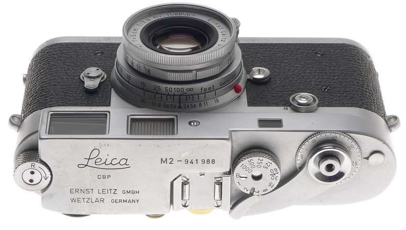 LEICA M2 CHROME RANGEFINDER 35mm FILM CAMERA ELMAR 2.8 f=5cm COLLAPSIBLE LENS