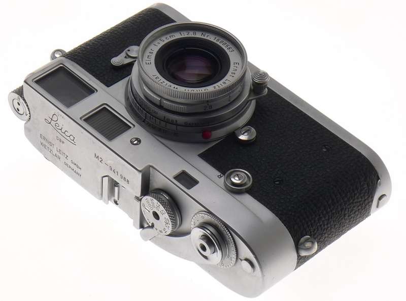 LEICA M2 CHROME RANGEFINDER 35mm FILM CAMERA ELMAR 2.8 f=5cm COLLAPSIBLE LENS
