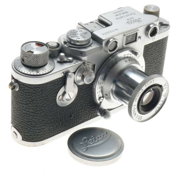 SELF TIMER 3F LEICA IIIF CAMERA CHROME ELMAR 1:3.5/50mm LENS f=5cm BLACK SCALE