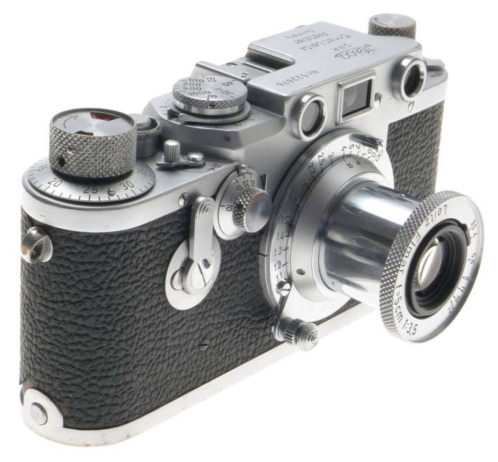 SELF TIMER 3F LEICA IIIF CAMERA CHROME ELMAR 1:3.5/50mm LENS f=5cm BLACK SCALE