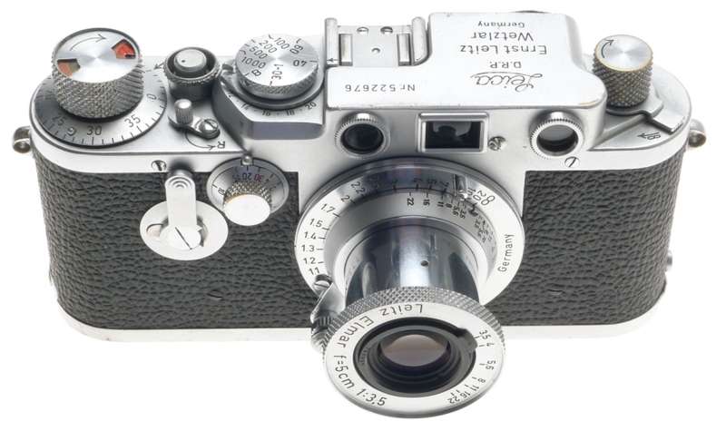 SELF TIMER 3F LEICA IIIF CAMERA CHROME ELMAR 1:3.5/50mm LENS f=5cm BLACK SCALE